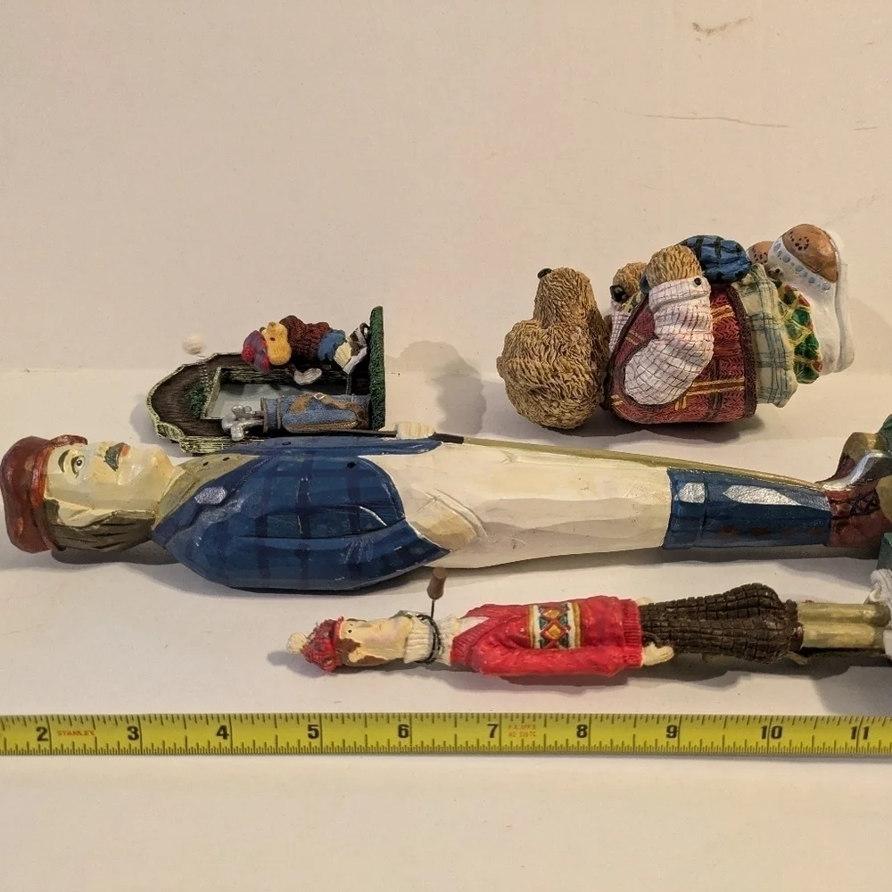 Lot of Golfer Golfing Figurines. Wooden and ceramic.